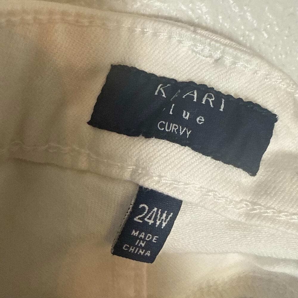Kaari Blue Curvy Skinny Ankle White Stretch Denim Jeans Plus Size 24W - Picture 11 of 12
